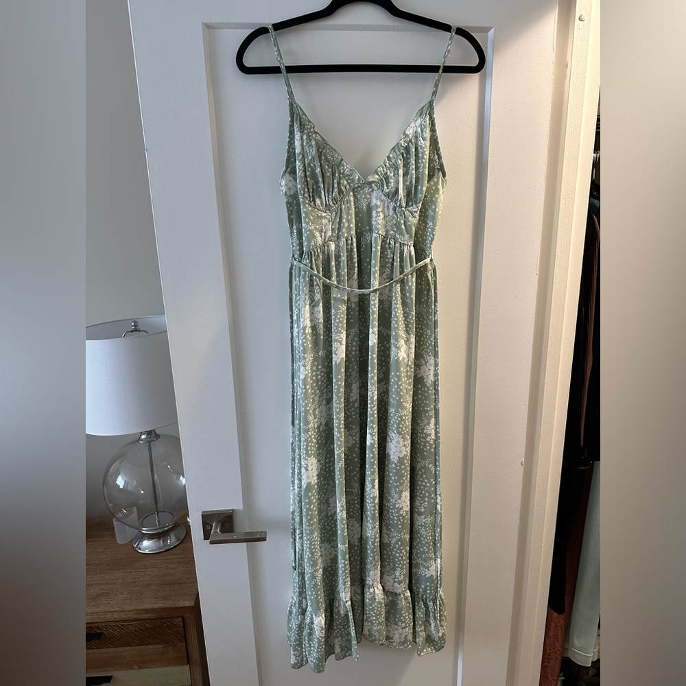 Green Floral maxi dress strappy